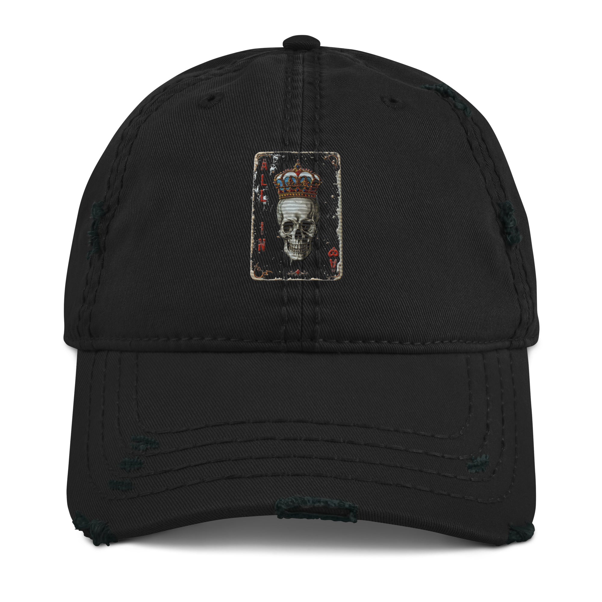 ALL IN Ace of Hearts Distressed Embroidered Hat